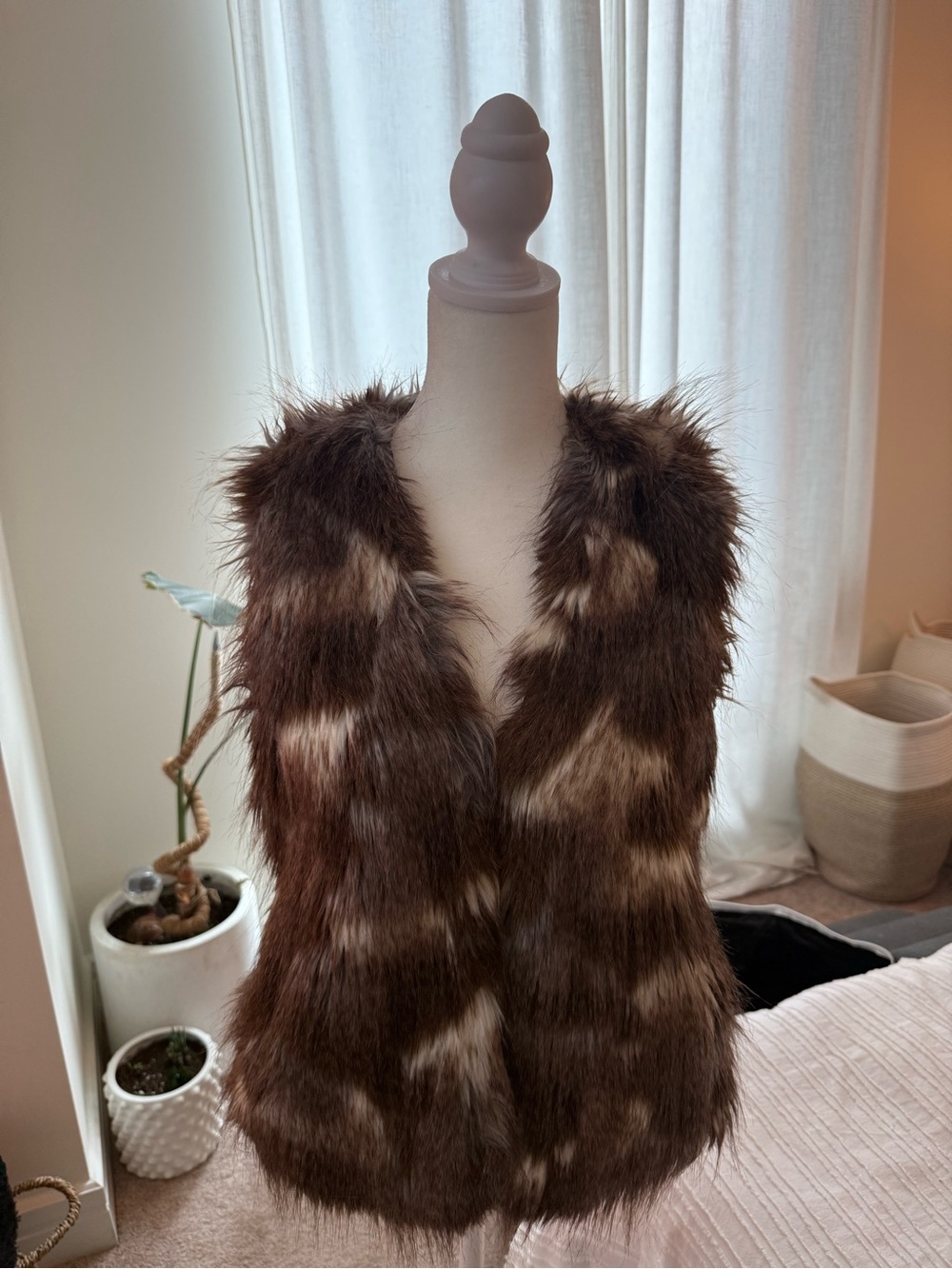 Faux Fur Brown & Cream Vest